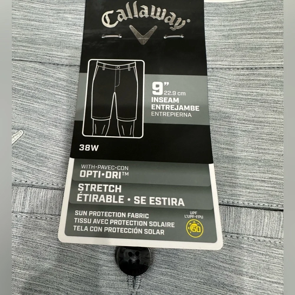 Callaway Men's‎ Opti-Dri Stretch Golf Shorts Sz 38W Inseam 9” Grey NWT